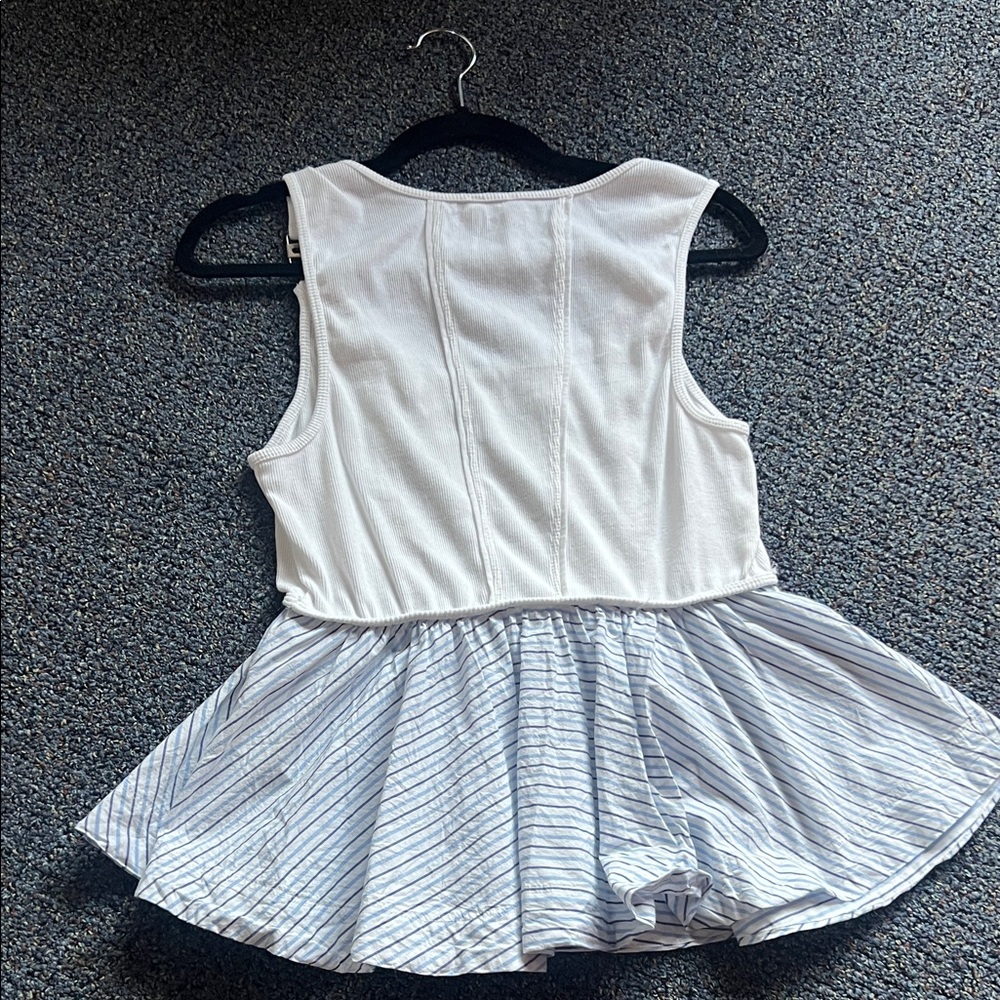Maeve White Tank with Light Blue Striped Peplum - Picture 4 of 4
